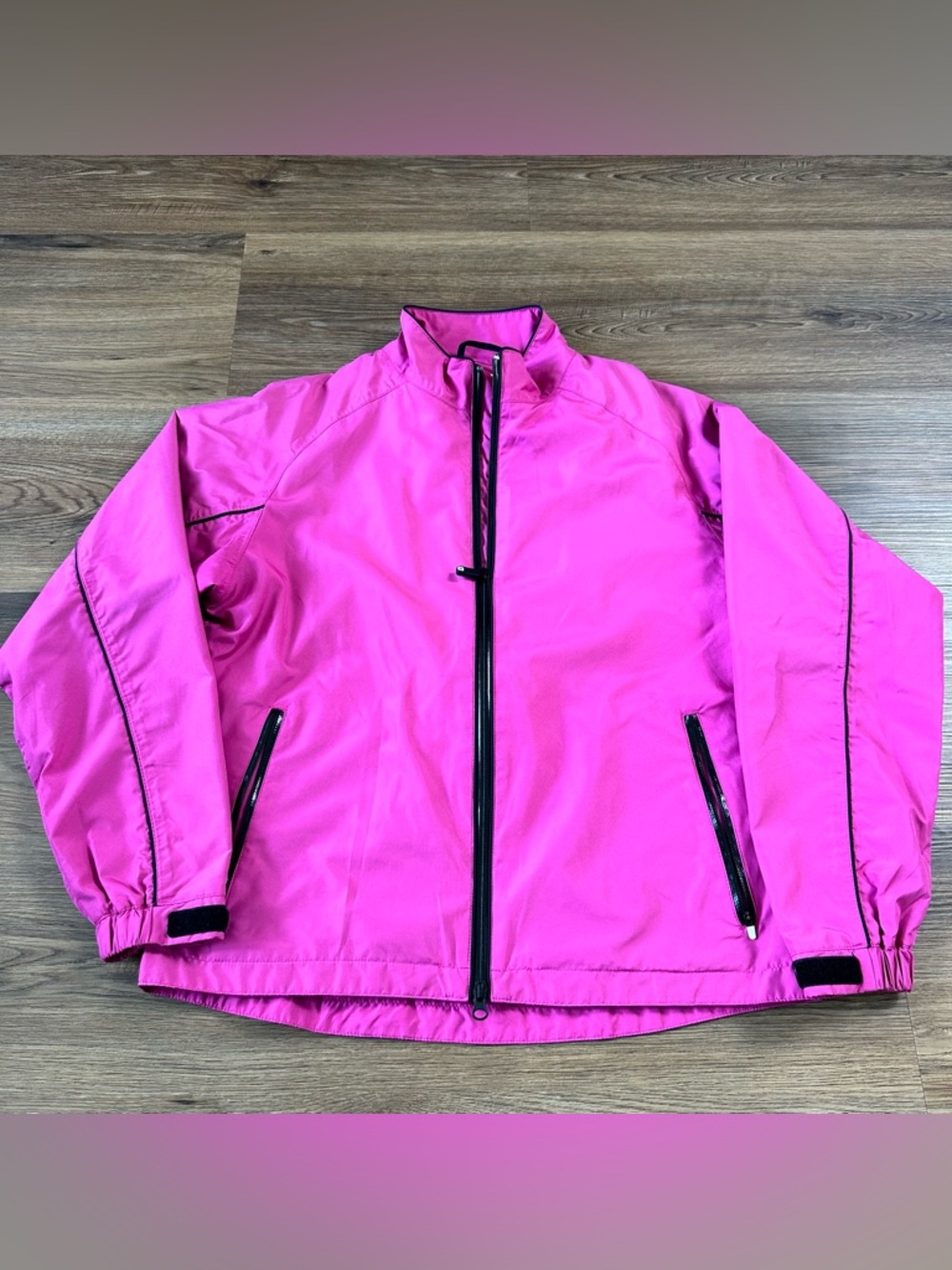 FootJoy Rain Jacket Womens Medium Pink DryJoys Golf Rain Full Zip Outdoor Preppy